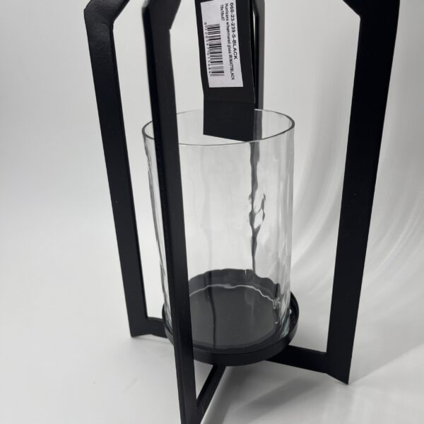 Laterne mit gehämmertem Glas / MATTSCHWARZ / inkl. Glaseinsatz – Bild 2