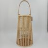 Laterne / Windlicht mit Glaseinsatz und Griff / Braun Holz
