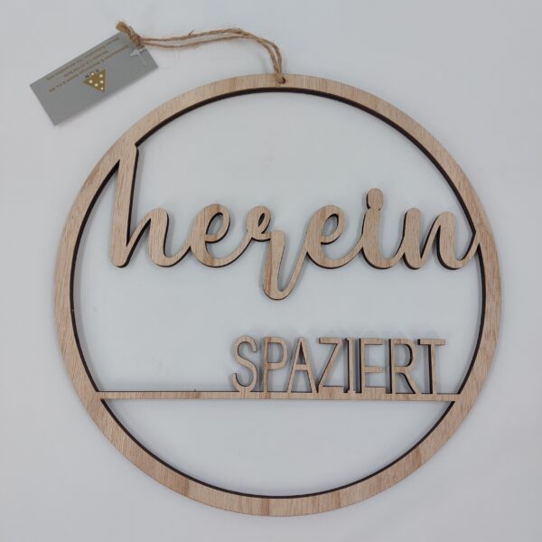 Holz 3D-Schriftzug "herein spaziert"