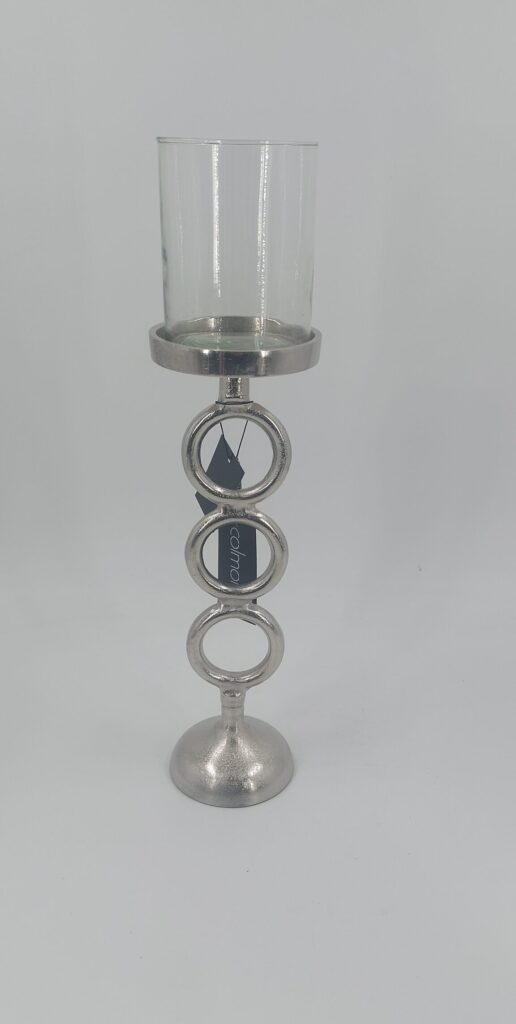 Kerzenleuchter Silber Alu RAW mit Glas