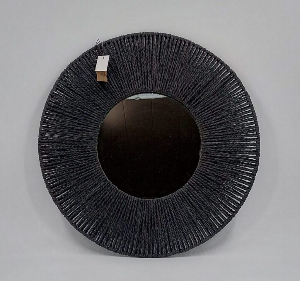 Runder Spiegel im Boho Stil / Dunkelgrau